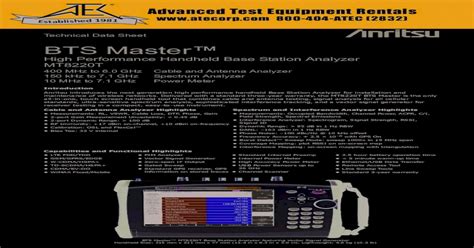 Pdf Mt8220t Bts Master Technical Data Sheet Bts Master Mt8220t Specifications Mt8220t Tds Pn