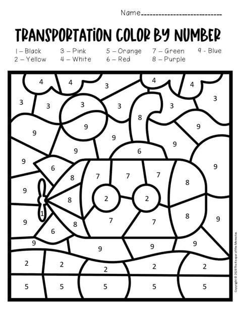 Color By Number Transportation Preschool Worksheets The Keeper Of The