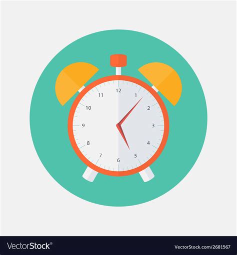 Red and yellow alarm clock flat icon Royalty Free Vector