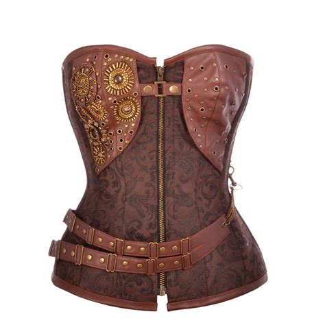 Brown Steampunk Overbust With Buckle Detail Steampunk Corset Corset