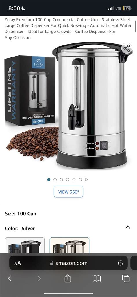 Zulay Premium 100 Cup Commercial Coffee Urn Stainless Steel Large