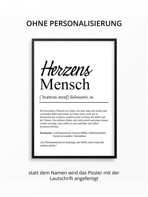 Herzensmensch Definition Poster Personalisierbar Mit Namen