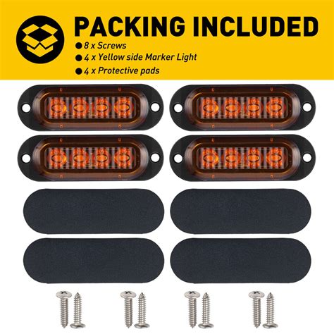 Amber 4 Led Side Marker Lights Rv Truck Trailer Clearance Light Waterproof Usa Ebay