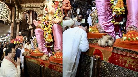 J P Nadda At Lalbaugcha Raja 2023 भाजपचे राष्ट्रीय अध्यक्ष जे पी नड्डा लालबागचा राजाच्या चरणी