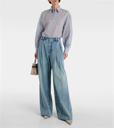 High Rise Wide Leg Jeans In Blue Brunello Cucinelli Mytheresa