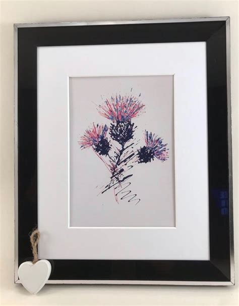 Grace On Twitter 💜💚contemporary Scottish Thistle Original Art Print 💚