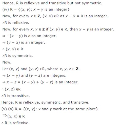 Determine Whether Each Of The Following Relations Are Reflexive