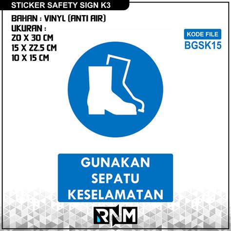 Jual Sticker Safety Sign Rambu K Biru Gunakan Sepatu Keselamatan