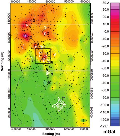 The Bouguer Anomaly Map Of The Gap The White Solid Lines Show The