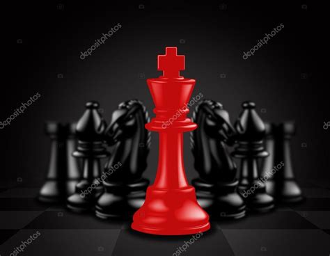 Red King Stand Out Against Black Chess Pieces Stock Photo By Akhilesh