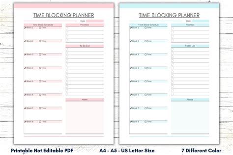 Printable Time Blocking Planner, Time Block Schedule, Time Block Template, Productivity Planner ...