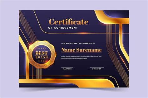 Free Vector Realistic Golden Luxury Certificate Awards Certificates