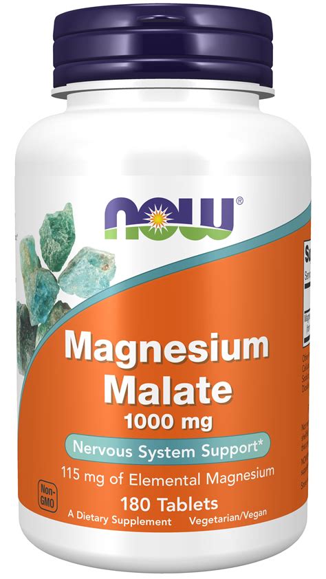 Now Supplements Magnesium Malate 1000 Mg Energy Production Nervous