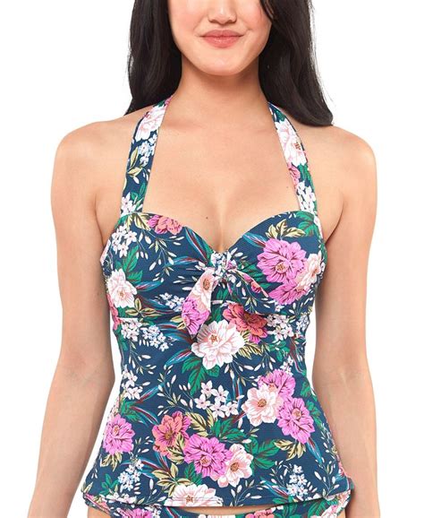 Jessica Simpson Gardenia Paradise Halter Tankini Top Macys