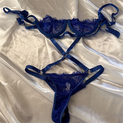 Blue Sheer One Piece Lingerie Depop