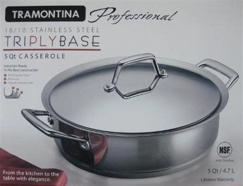 Tramontina Professional Series Stainless Steel Tri-ply Base 5 Qt Casserole | Stainless steel ...