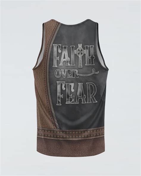 Faith Over Fear Jesus Cross Leather Mens Christian Tanks Faith Hope Love