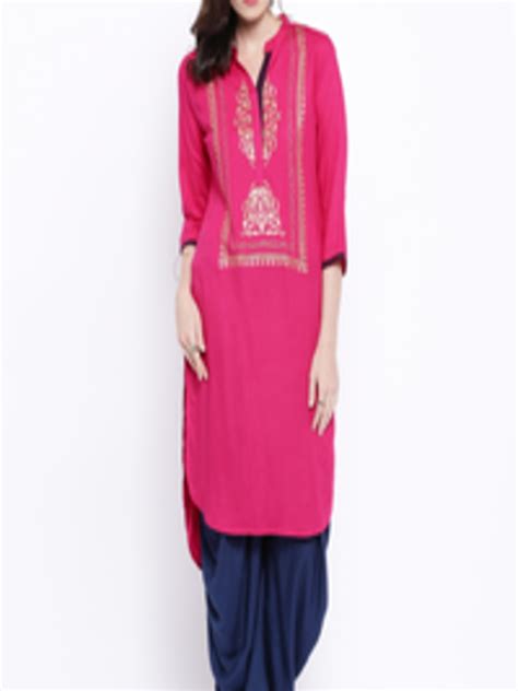 Buy Anouk Magenta Printed High Low Kurta Kurtas For Women 1425434