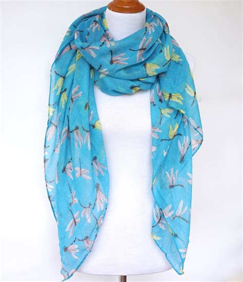 Blue Scarf Dragonfly Spring Scarf Womens Scarves