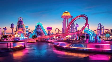 Premium Ai Image A Photo Of A Futuristic Amusement Park With Hightech