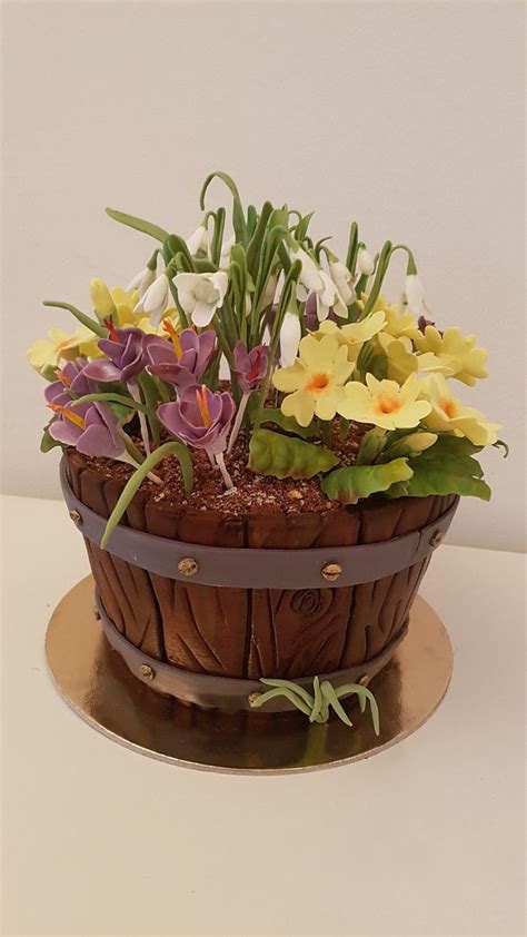 Flowers In A Bucket Decorated Cake By Iratorte Cakesdecor