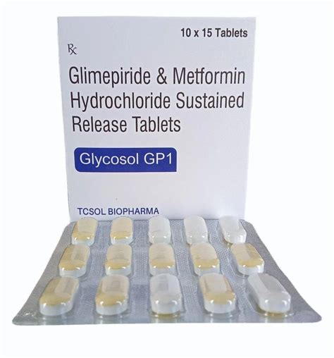 600mg Glimepiride Metformin Hydrochloride Sustained Release Tablet 500