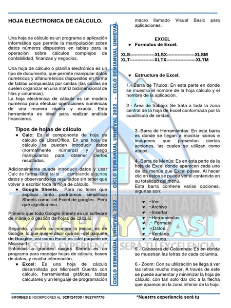 Hoja De Calculo Excel Tics Pdf Microsoft Excel Hoja De Cálculo