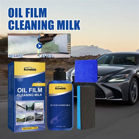 Satrino Car Glass Oil Film Cleaner Car Glass Cleaner With Sponge Glass Cleaner For Home And