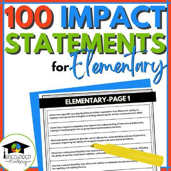 Impact Statement Examples Elementary By Sped Prep Academy Jennifer