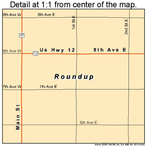 Roundup Montana Street Map 3064525