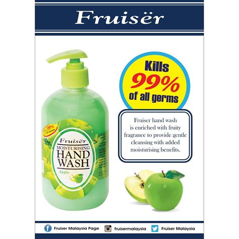 Fruiser Hand Wash 500ml Apple Lemon Premium Quality Hygienic