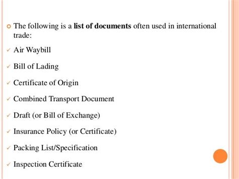 Documentation In International Trade