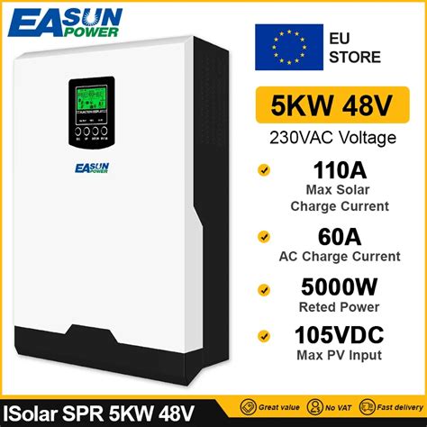 Easun Power Inversor Solar De Kw Salida De Vac Onda Sinusoidal