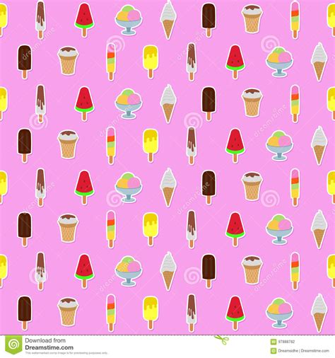 Seamless Pattern With Ice Cream Stock Vector Illustration Of Fruit Sweet 97888782