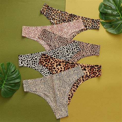 PCS Set Women s Panties Fashion Leopard Bikini Sexy Thongs 阿里巴巴