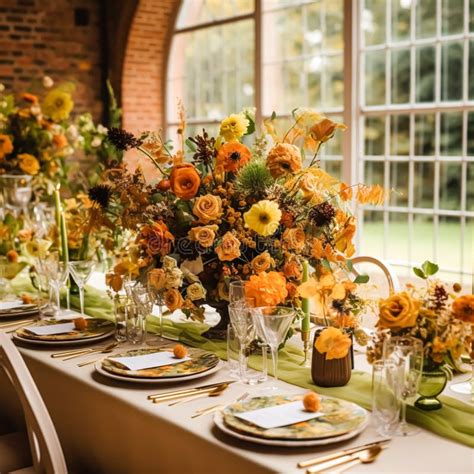 Tabla De Otoño Paisaje De La Cena De Otoño Ajuste Tablescape De