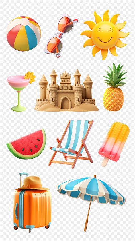 3d Summer png cut set | Premium PNG - rawpixel