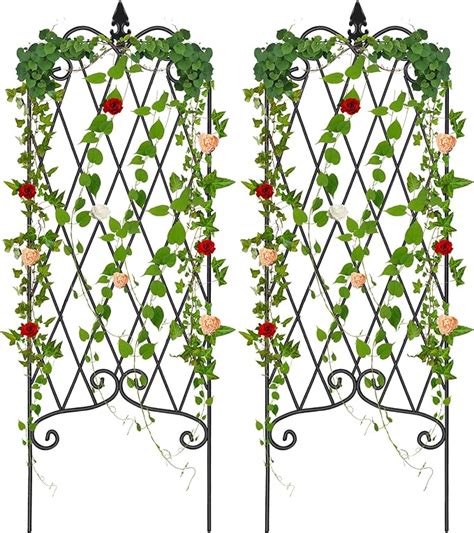 Amagabeli Garden Trellis For Climbing Plants 47 X 16 Rustproof Black Iron Potted Vines