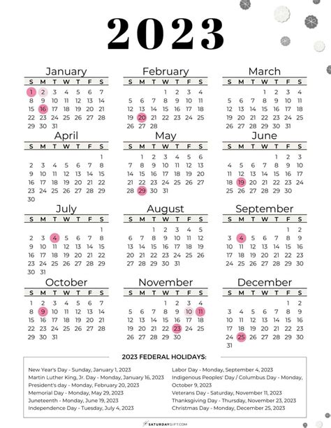 List Of Federal Holidays 2023 In The Us Saturdayt