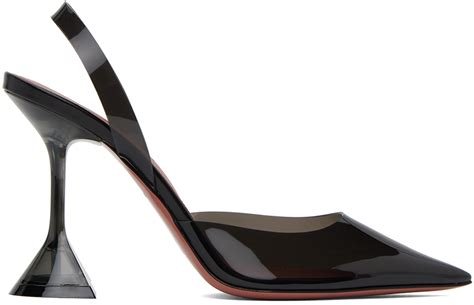 Black Holli Glass Slingback Heels By Amina Muaddi On Sale