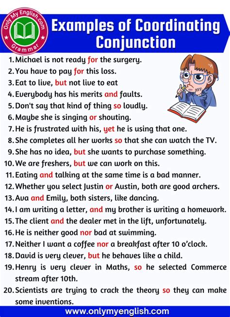 20 Examples Of Coordinating Conjunction Coordinating Conjunctions