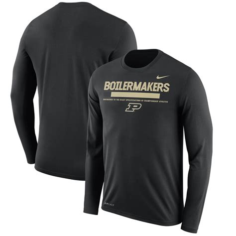 Nike Purdue Boilermakers Black Sideline Staff Long Sleeve Dri Fit Legend Long Sleeve T Shirt