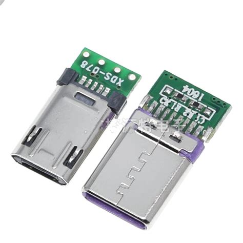 Patin Embout Prise Micro Mâle Avec Plaque à Souder Pcb Connecteur Usb 5p Double Face