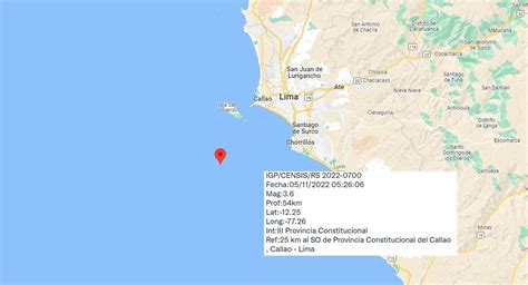 Temblor hoy en Lima sismo de 3 6 con epicentro en el Callao se sintió