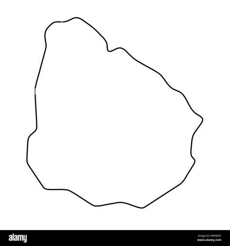 Uruguay Country Simplified Map Thin Black Outline Contour Simple