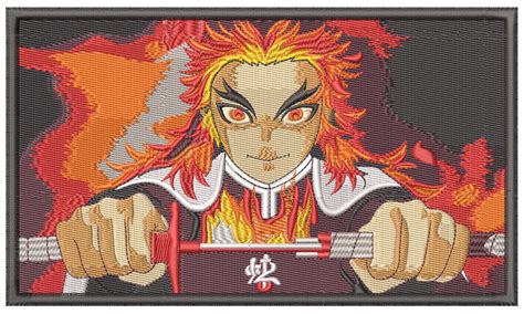 Anime Embroidery Pattern Rengoku Sword Draw Panel - A.G.E Store | designs