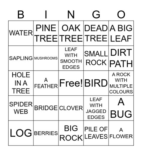 Nature Walk Bingo Printable Upfdraw