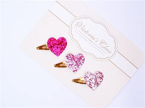 Glitter Heart Hair Clips Sparkling Heart Hairclips You By