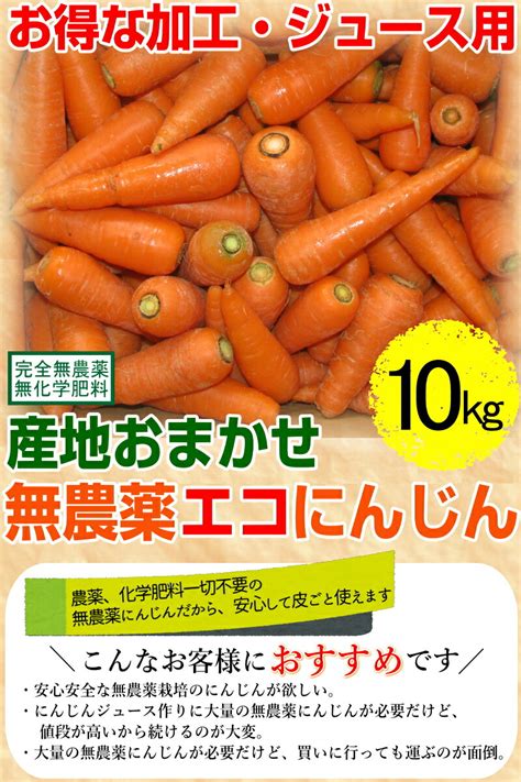 【楽天市場】あす楽 ジュース用 無農薬にんじん 10kg 【加工用・訳あり】洗い 無農薬 無学肥料栽培ニンジン 訳あり 10キロ鮮度保持袋が