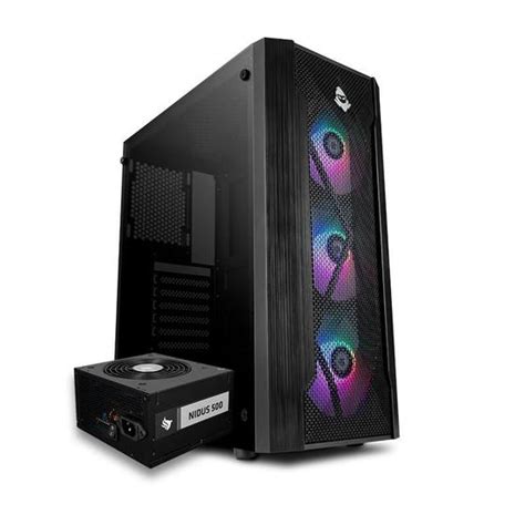 Kit Gabinete Mancer Frost Fonte Nidus 500W Peças para Computador e